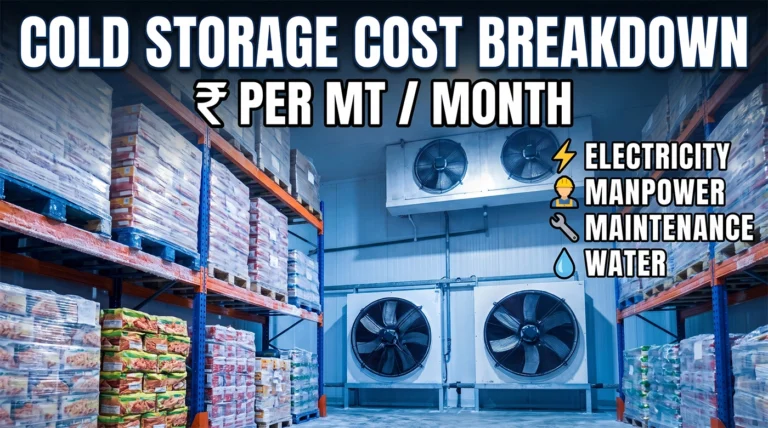 Cold storage running cost per MT per month — opex breakdown by line item